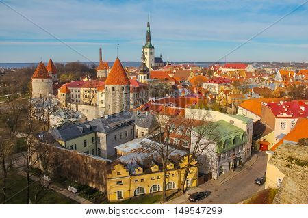 Tallinn Estonia. Old town skyline of Toompea Hill.