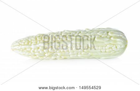 whole fresh bitter gourd on white background