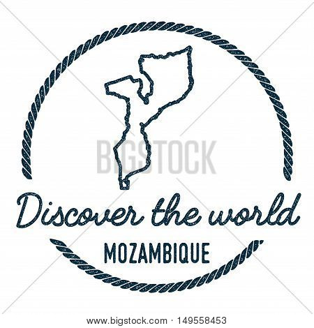 Mozambique Map Outline. Vintage Discover The World Rubber Stamp With Mozambique Map. Hipster Style N