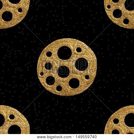 Abstract Ethnic Seamless Pattern. Hand Drawn Gold Tribal Background.