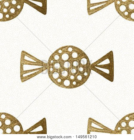 Gold candy seamless pattern. Abstract vector illustration.