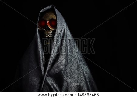 Halloween party or festival with angel of death, Nightlife with ghost or angel of death and picture concept by dark picture style, Ghost in fear night and go to the hell with angel of death.