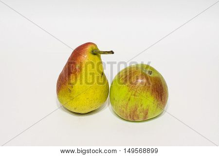 apples and pears on white background. isolated