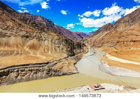 Indus River Connected With Another River In Leh, India