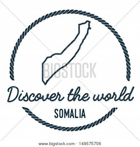 Somalia Map Outline. Vintage Discover The World Rubber Stamp With Somalia Map. Hipster Style Nautica