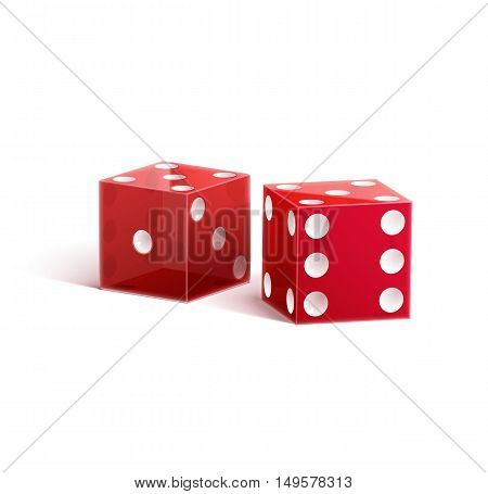 Illustartion of casino rulette red dice cube isolated on white