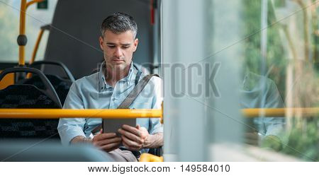 Businessman Traveling By Bus