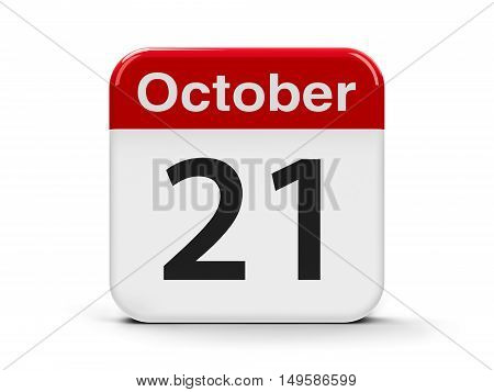 Calendar web button - The Twenty First of October - Trafalgar Day three-dimensional rendering 3D illustration