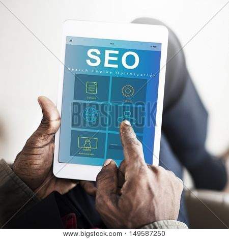 System Content Management SEO Application Graphic Concept