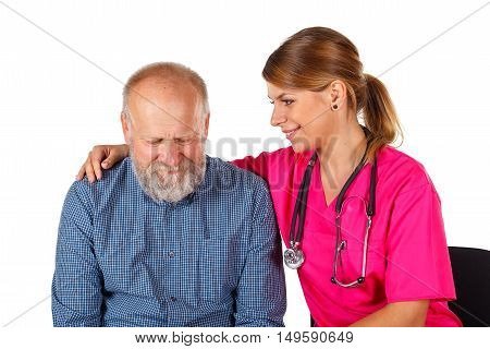 Picture of a senior man discussing medical problems with his doctor