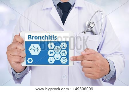 Bronchitis Doctor holding digital tablet Doctor work hard and Doctor medical
