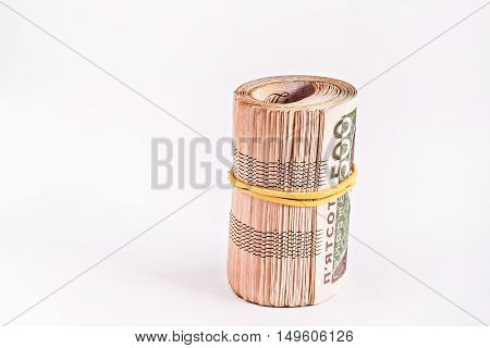 a pack of 500 hryvnia a rolled.