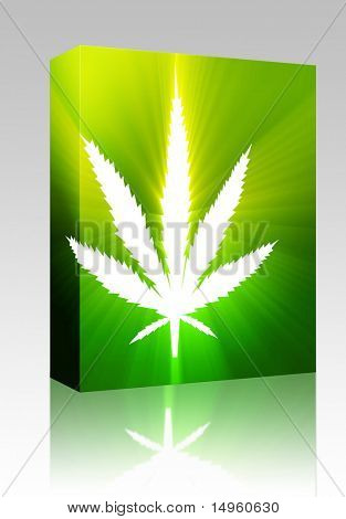 Boîte de paquet logiciel illustration feuille de Marijuana cannabis, symbole abstrait design