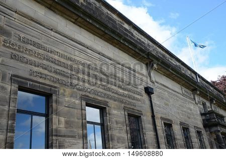 The saltire flies above a public building in Kirkcaldy