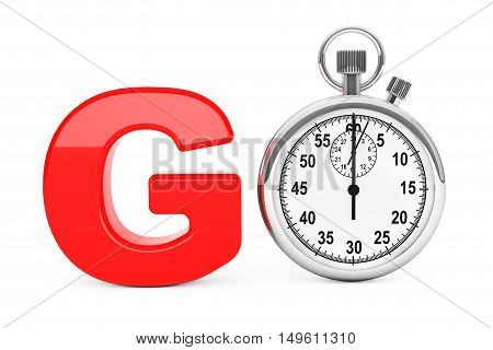 Classic Stopwatch as Red Go Sign on a white background. 3d Rendering