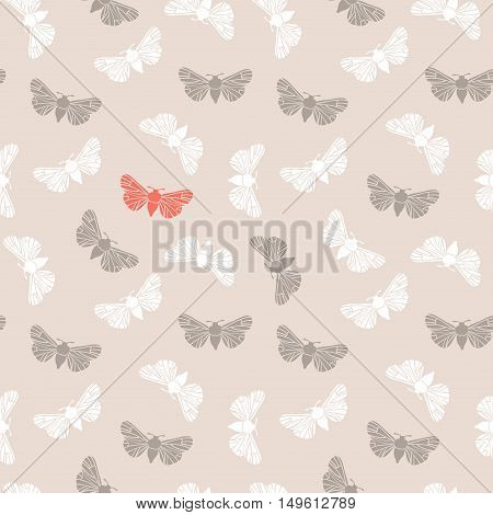 Unusual hipster seamless pattern with clothes moth. Vector background. Abstract triangular style.