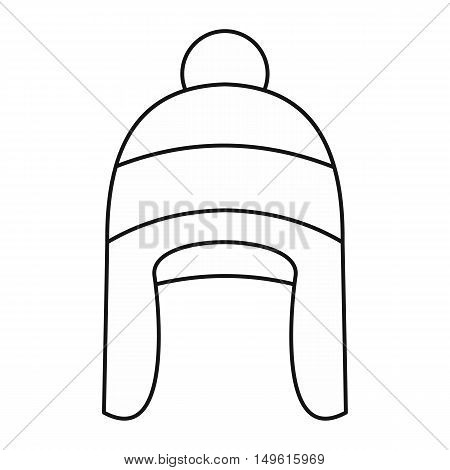 Winter hat icon in outline style on a white background vector illustration
