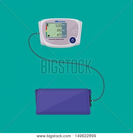 modern digital blood pressure measuring monometer. vector illustration in flat style