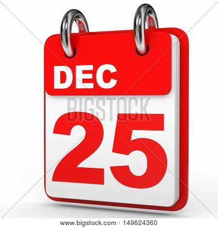 December 25. Calendar On White Background.