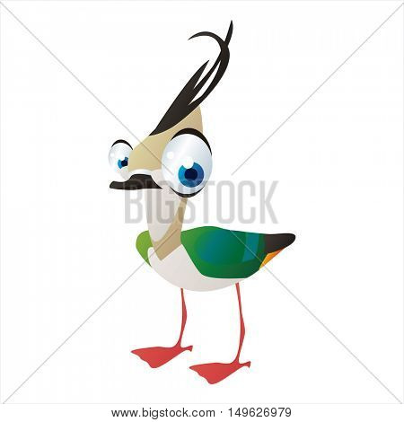 cute vector comic cartoon Bird. Cool colorful Lapwing