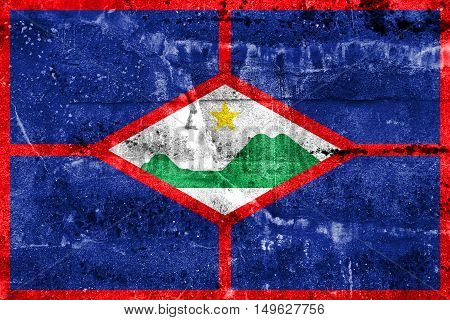 Flag Of Sint Eustatius, Netherlands, Painted On Dirty Wall