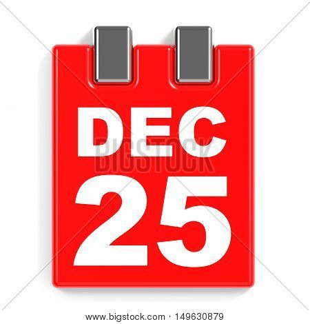 December 25. Calendar On White Background.