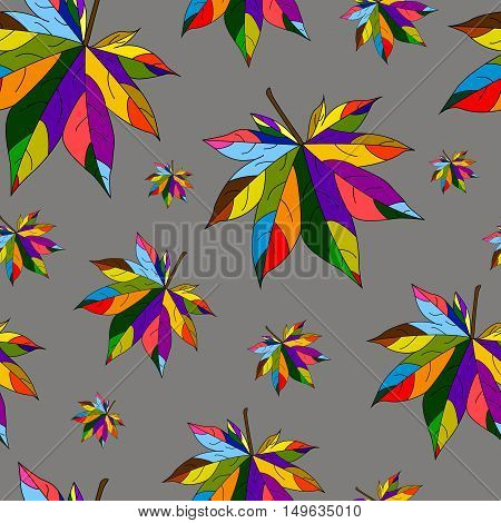 Seamless pattern composed of maple leaves. Vector illustration
