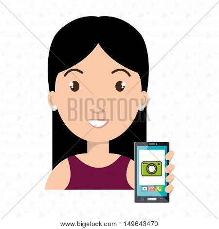 woman cellphone camera images vector illustration eps 10