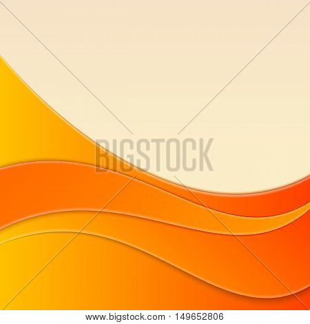 Abstract smooth curve lines background advertising banner. Vector illustration on a orange background.