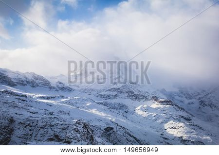 Amazing View On Zermatt - Famous Ski Resort In Swiss Alps, With Aerial View On Zermatt Valley, Switz