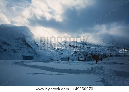 Amazing View On Zermatt - Famous Ski Resort In Swiss Alps, With Aerial View On Zermatt Valley, Switz