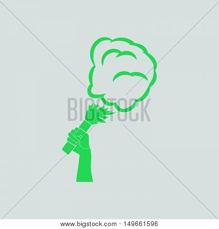 Football Fans Hand Holding Burned Flayer With Smoke Icon