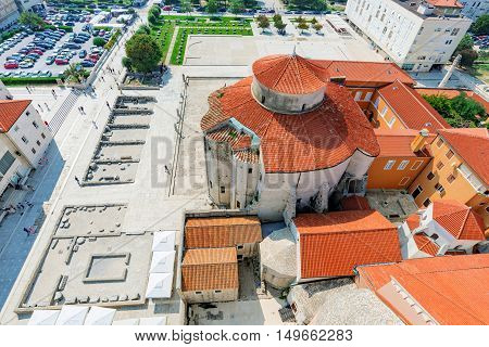 View of old town Zadar and St donatus church