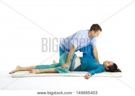 Massage parlor. Various techniques of Thai massage