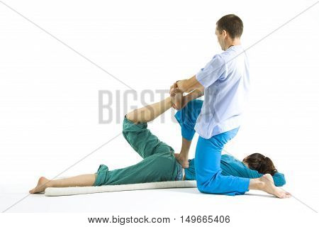 Massage parlor. Various techniques of Thai massage