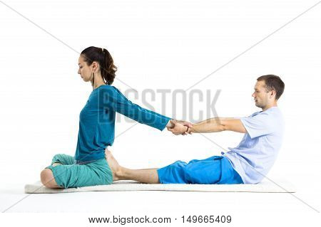 Massage parlor. Various techniques of Thai massage
