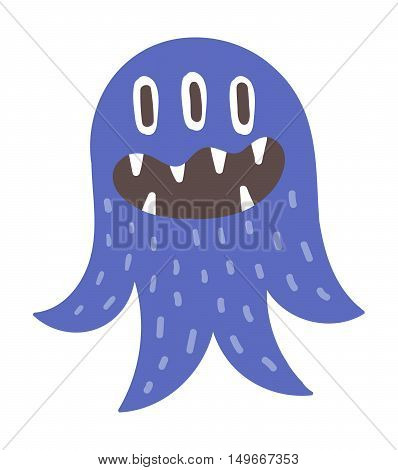 Cute monster color character funny design element. Humour emoticon fantasy monster unique expression sticker isolated. Alien sticker vector fantasy monster paint crazy animals.