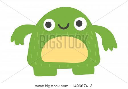 Cute monster color character funny design element. Humour emoticon fantasy monster unique expression sticker isolated. Alien sticker vector fantasy monster paint crazy animals.