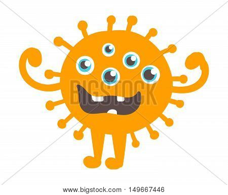 Cute monster color character funny design element. Humour emoticon fantasy monster unique expression sticker isolated. Alien sticker vector fantasy monster paint crazy animals.