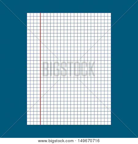 School notebook paper. Notebook squared paper. Vector illustration