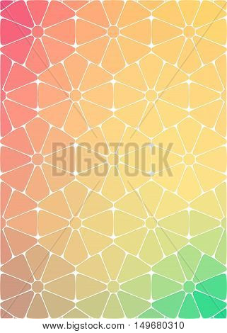 abstract background chevonoho flowers, yellow, orange, green on white background