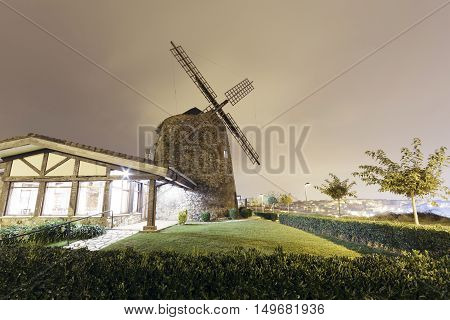 Aixerrota Windmill In Getxo, Basque Country, Spain.