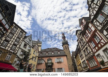 Cochem, Rhineland-palatinate/ Germany - Aug 20, 2016: Cityscape Of Cochem With Its Typical Half-timb