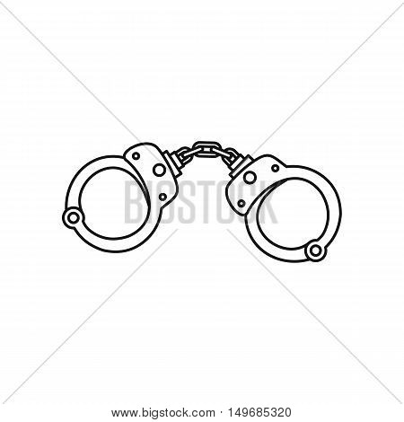 Steel handcuffs icon in outline style isolated on white background vector illustration
