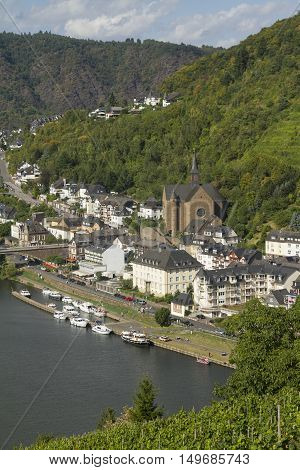 Cochem, Germany - Aug 20, 2016: Cityscape Of Cochem High View From The Castle With Mosel River.