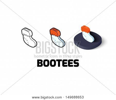 Bootees icon, vector symbol in flat, outline and isometric style