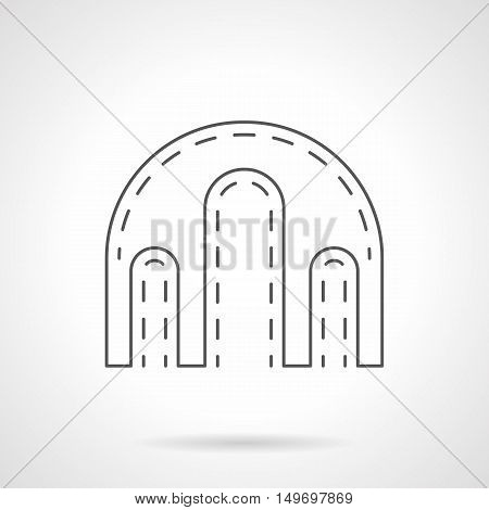 Symbol of triple-arched gateway. Decorative elements for architecture objects, buildings, construction. Black flat line vector icon.