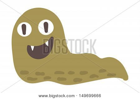 Cute monster color character funny design element. Humour emoticon fantasy monster unique expression sticker isolated. Alien sticker vector fantasy monster paint crazy animals.