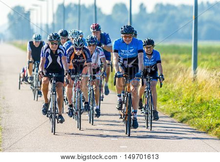 Noord Holland the Netherlands - September 13 2016: seniors on road racing bikes