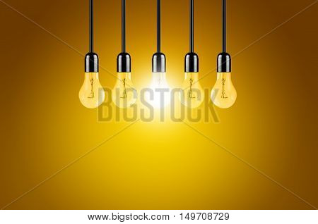 Idea and creativity concept on orange background